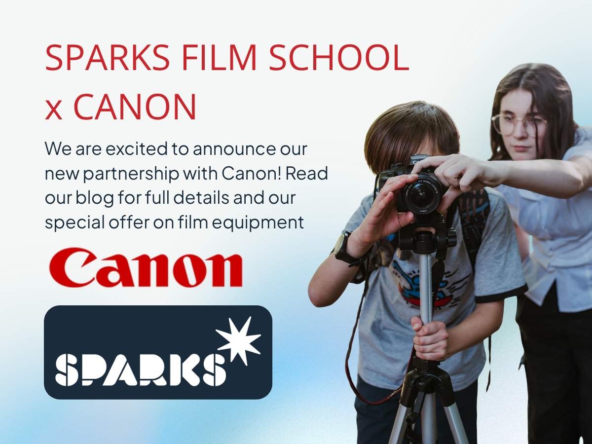 About Us 79 Sparks Film School x Canon: An Exciting New Partnership in Film Education | Two young filmmakers are shooting a scene using Canon DSLR filmmaking cameras
